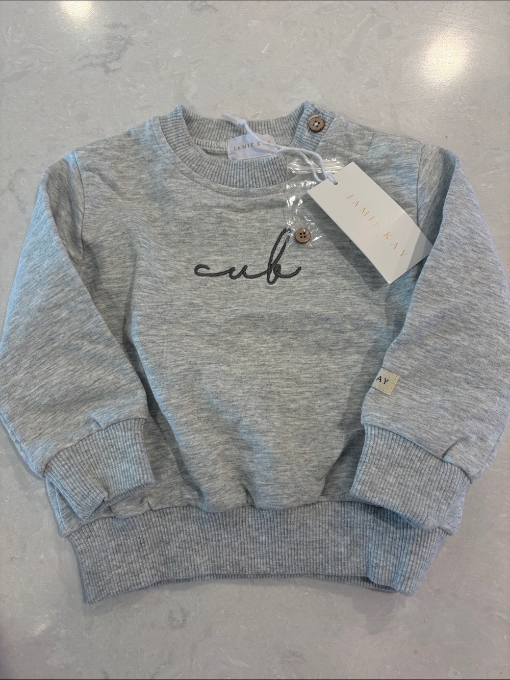 Jamie Kay Light Grey "cub" Pullover Sweatshirt